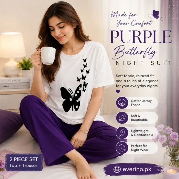 butterfly print night suit