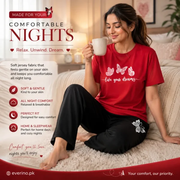 jersey night suit red