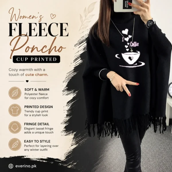 fleece cup printed poncho