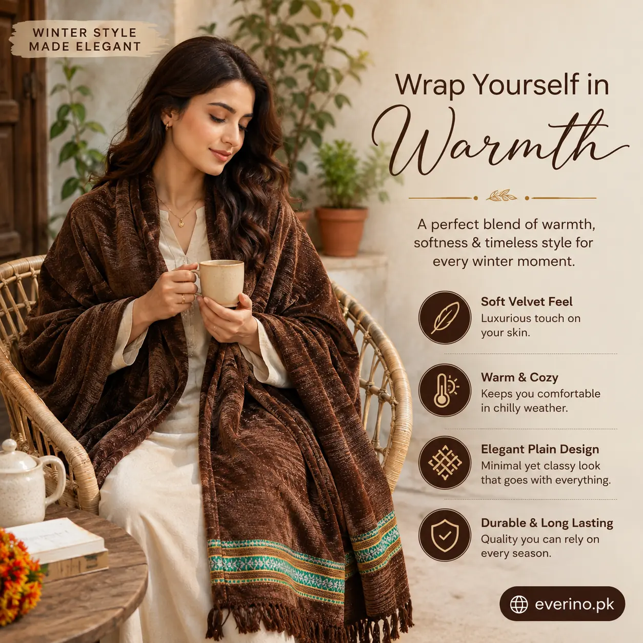 velvet shawl brown