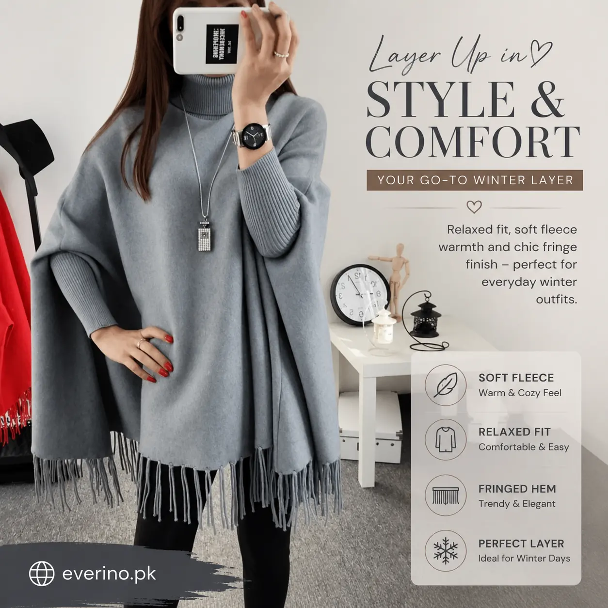 fleece poncho cape