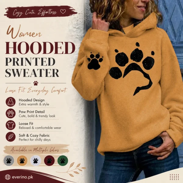 hooded printed sweater