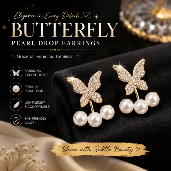 earrings butterfly zircon
