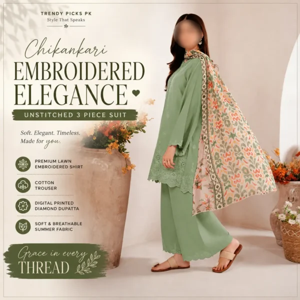 womens unstitched chikankari