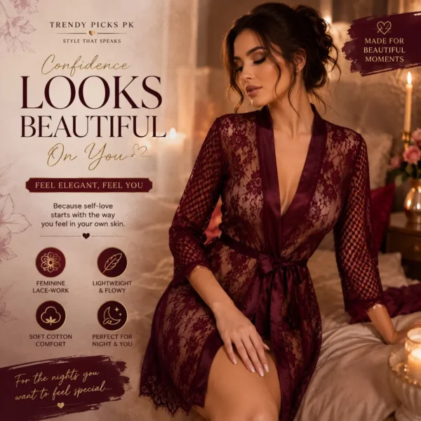 nighty maroon lace