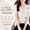 neck silk cardigan