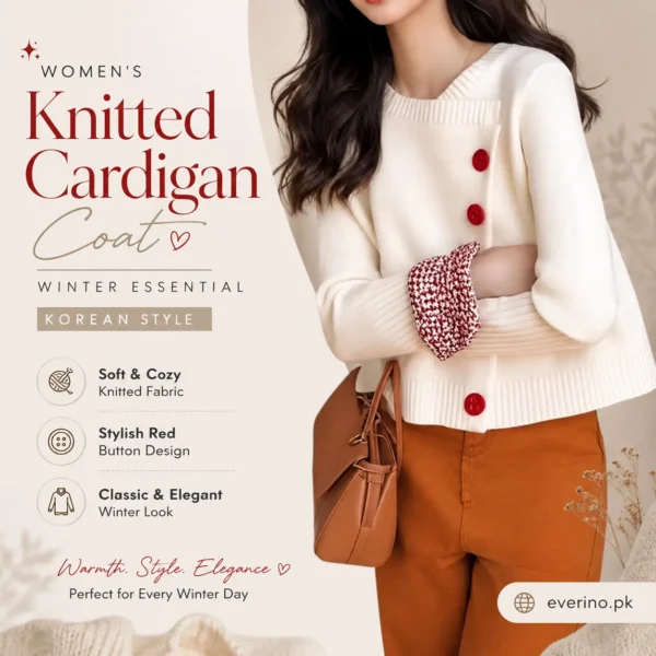 white knitted cardigan