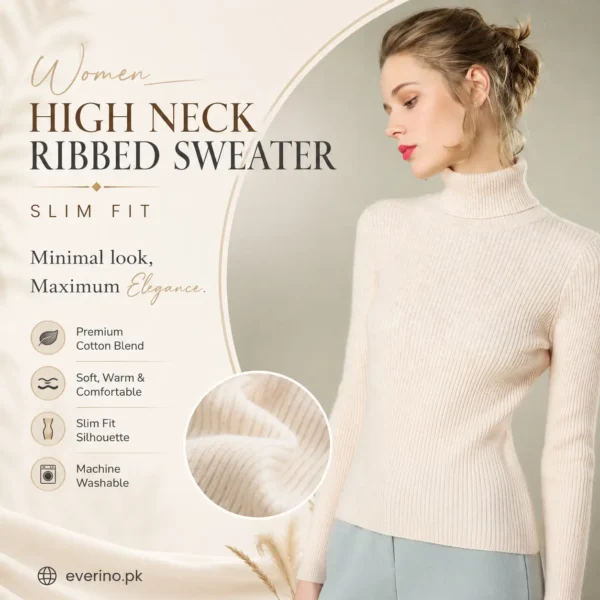 high neck ribbed