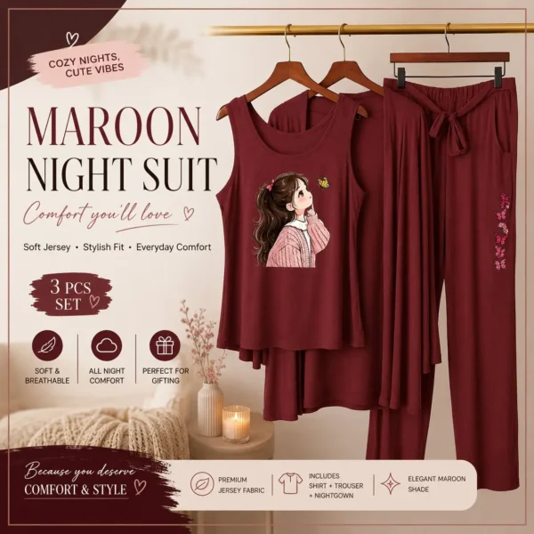 night suit maroon