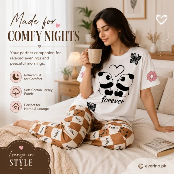 cotton jersey night suit white