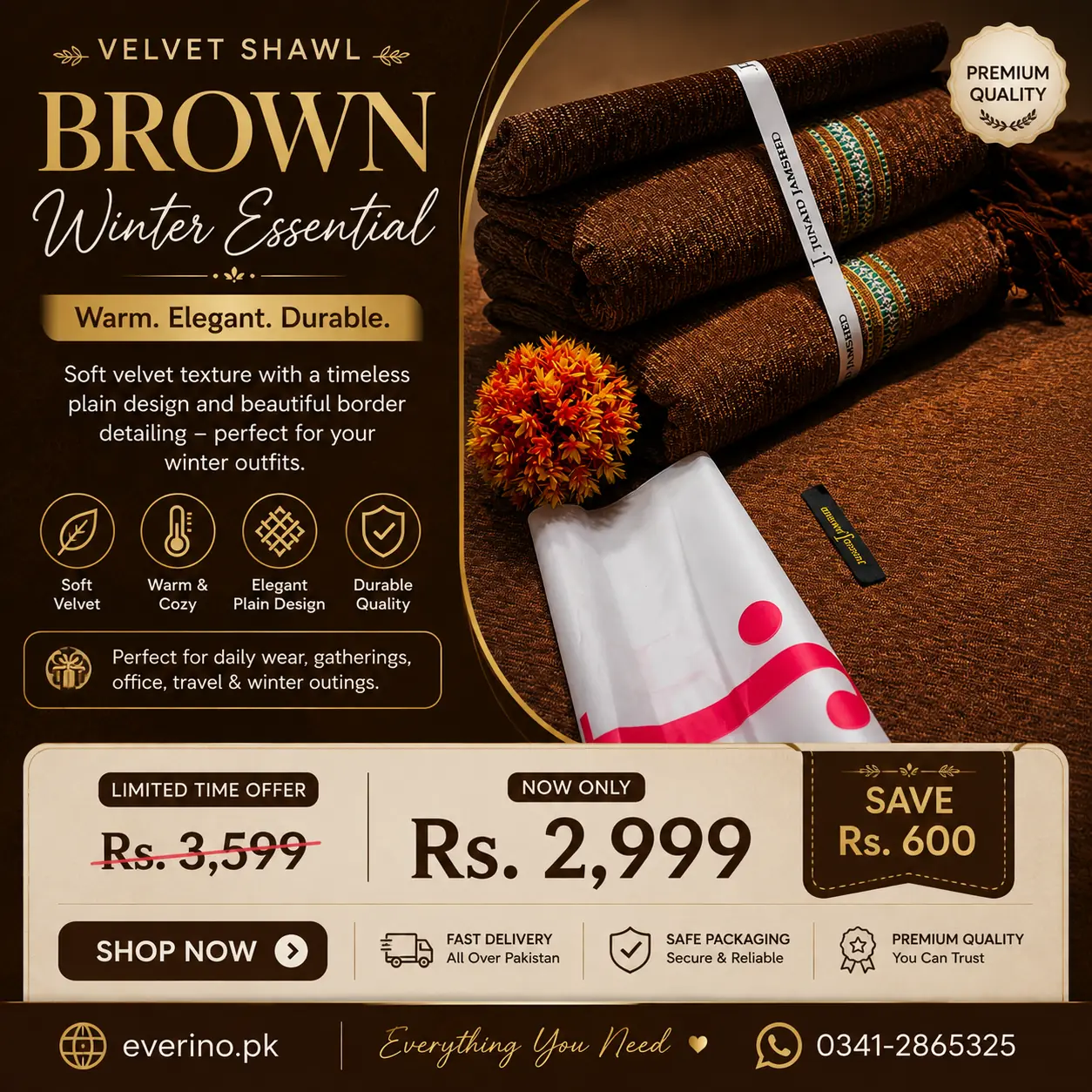 velvet shawl brown