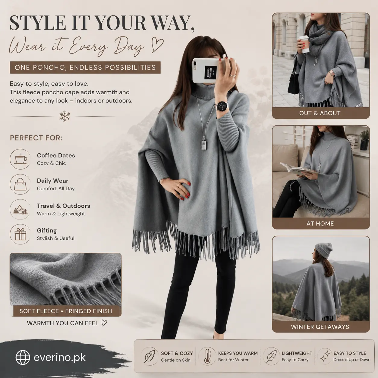 fleece poncho cape