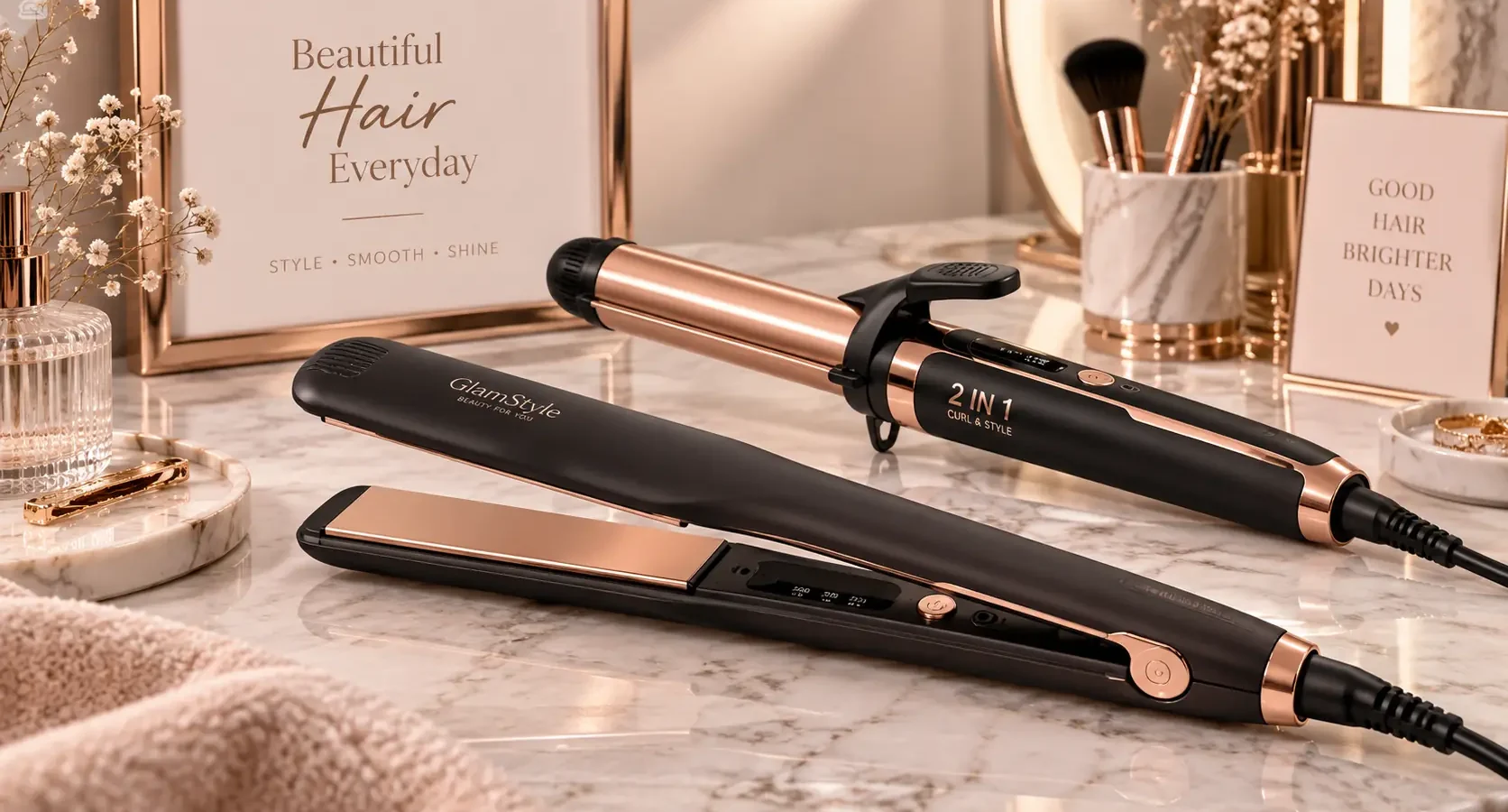 Hair straightener price in pakistan 2 in 1 ceramic styling tool - Everino PK