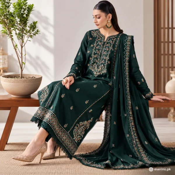3 Pcs Womens Unstitched Embroidered Suit Brand Asim Jofa
