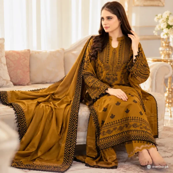 3 Pcs Womens Unstitched Embroidered Suit Brand Libaas