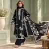 3 Pcs Womens Unstitched Embroidered Suit Hit Code Special Black With Wool Shawl
