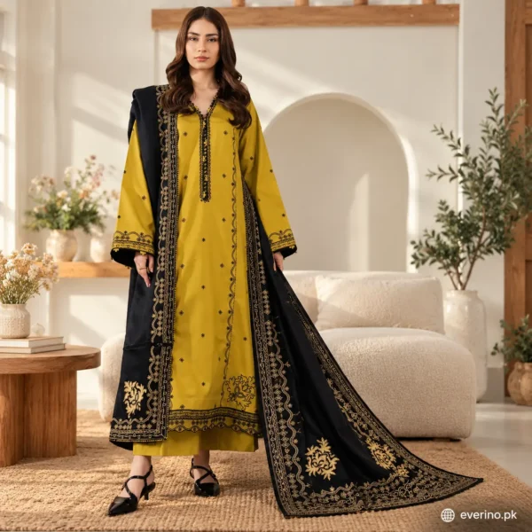 3 Pcs Womens Unstitched Embroidered Suit brand batik