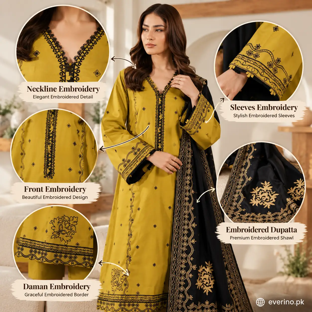 3 Pcs Womens Unstitched Embroidered Suit brand batik - Image 2