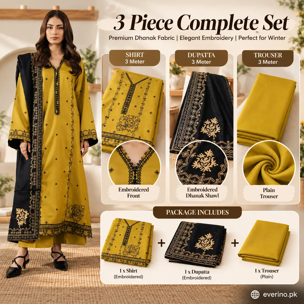 3 Pcs Womens Unstitched Embroidered Suit brand batik - Image 4