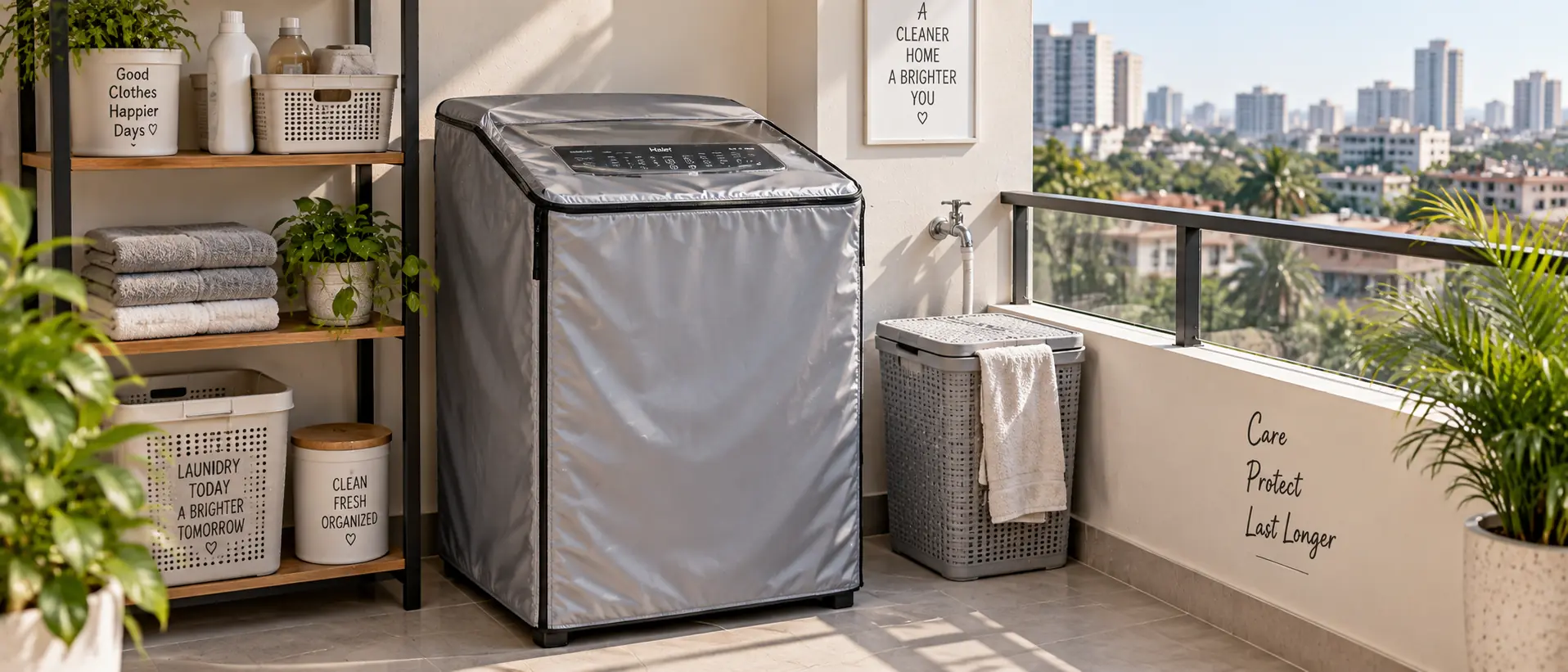 Top load automatic washing machine fitted with dustproof cover - Everino PK
