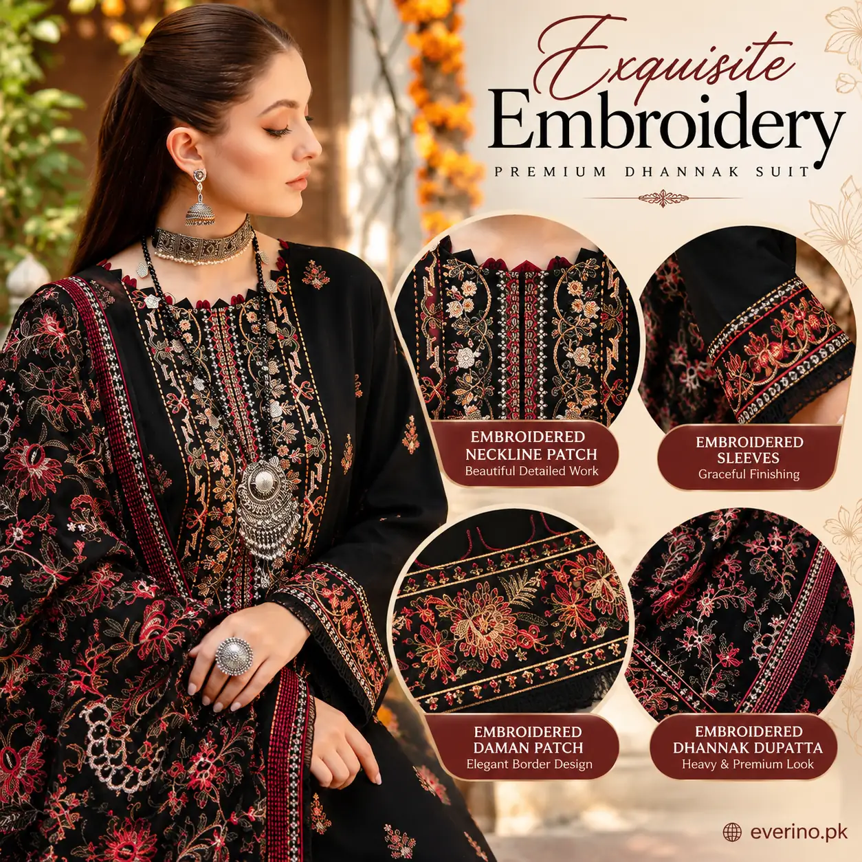 Bareeze Designer Embroidered Dhanak 3 Pcs Suit - Image 2