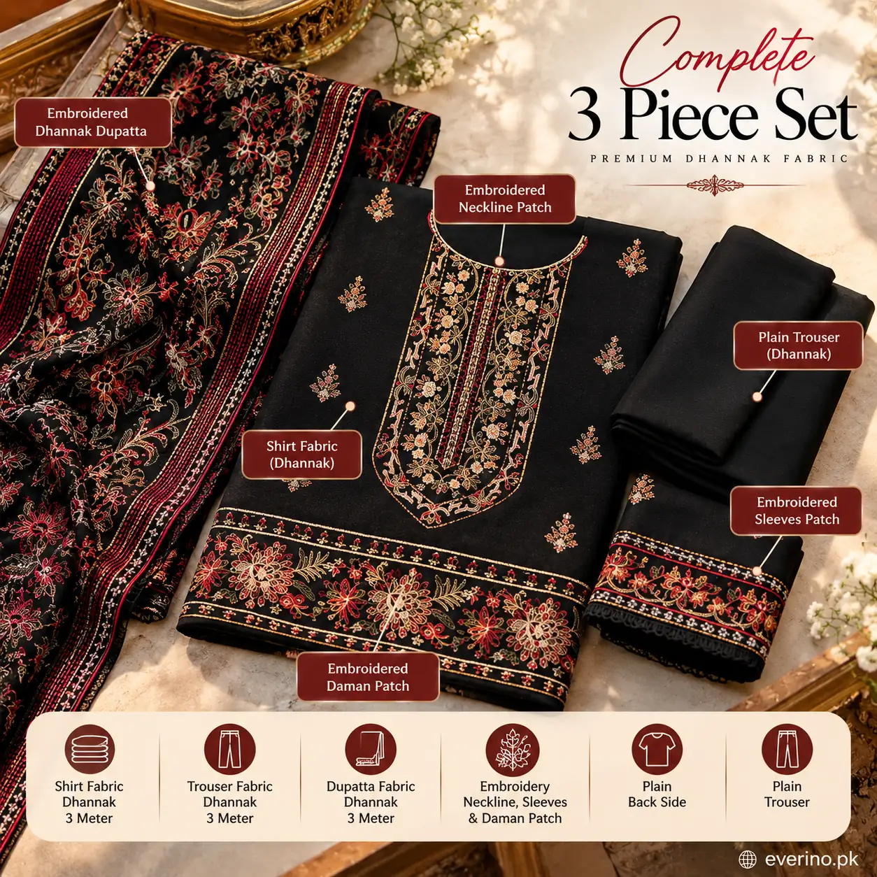 Bareeze Designer Embroidered Dhanak 3 Pcs Suit - Image 3