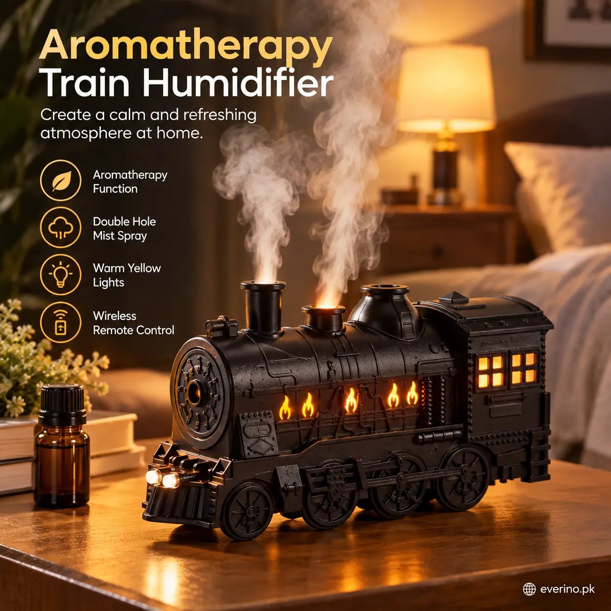 vintage train ultrasonic mist air humidifier