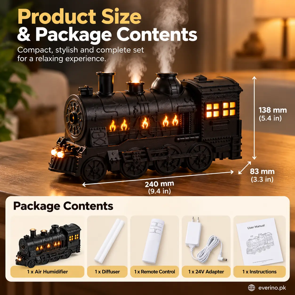 vintage train ultrasonic mist air humidifier