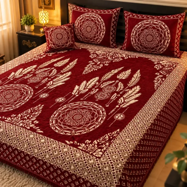 4 pcs velvet jacquard embroidered bedsheet