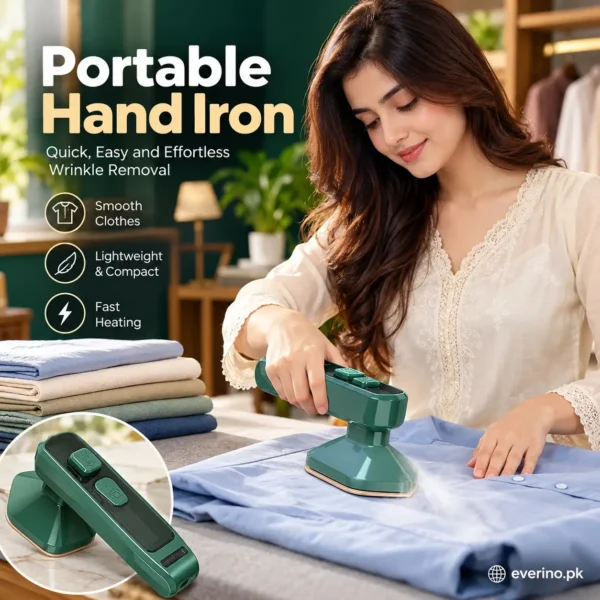 portable handheld garment steam iron green