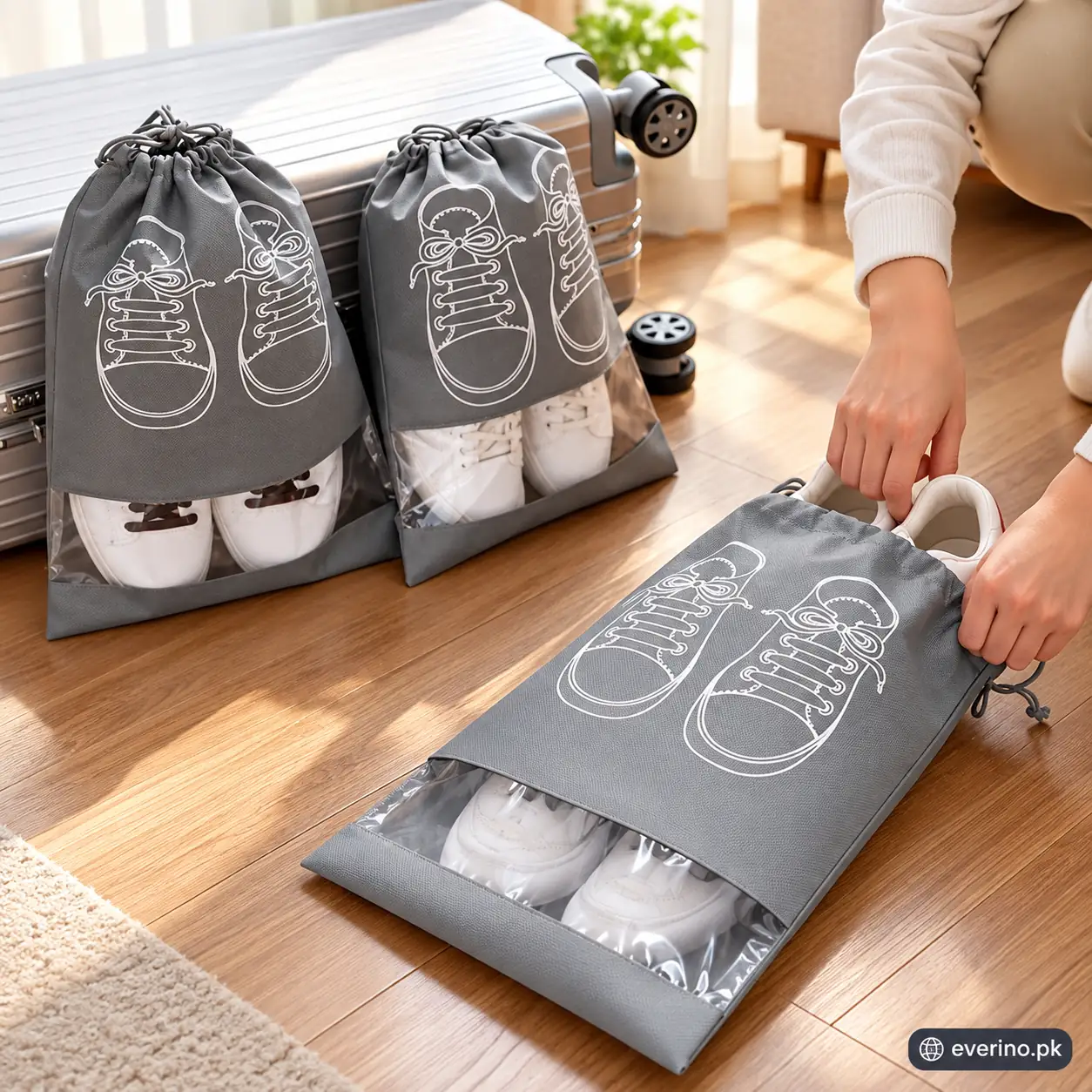 Grey Shoe Storage Bags 5 Pack Dust Proof Odorless