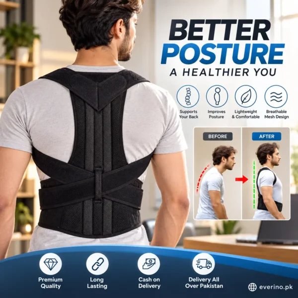 Men Adjustable Mesh Posture Corrector Belt Black