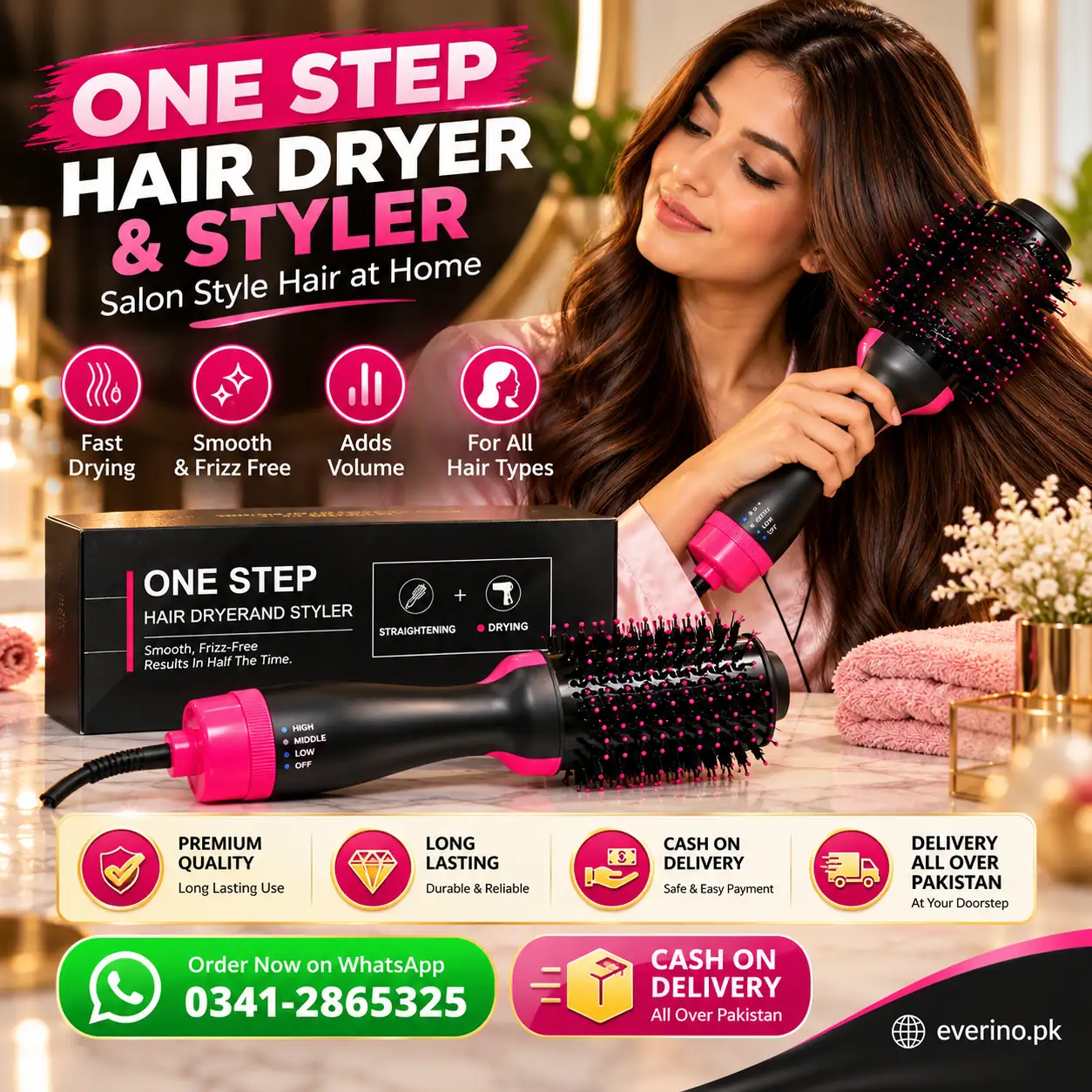 One Step Hair Dryer Brush Low Noise Safe Abs - Image 5