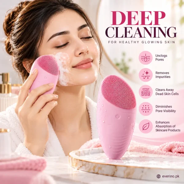 Pink Silicone Facial Cleanser For Pore Care