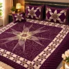 Purple Velvet Jacquard 4Pc Bedsheet Set Double Bed