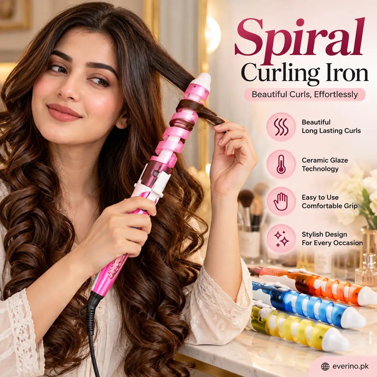 Spiral Curling Iron Ceramic Glaze Pakistan