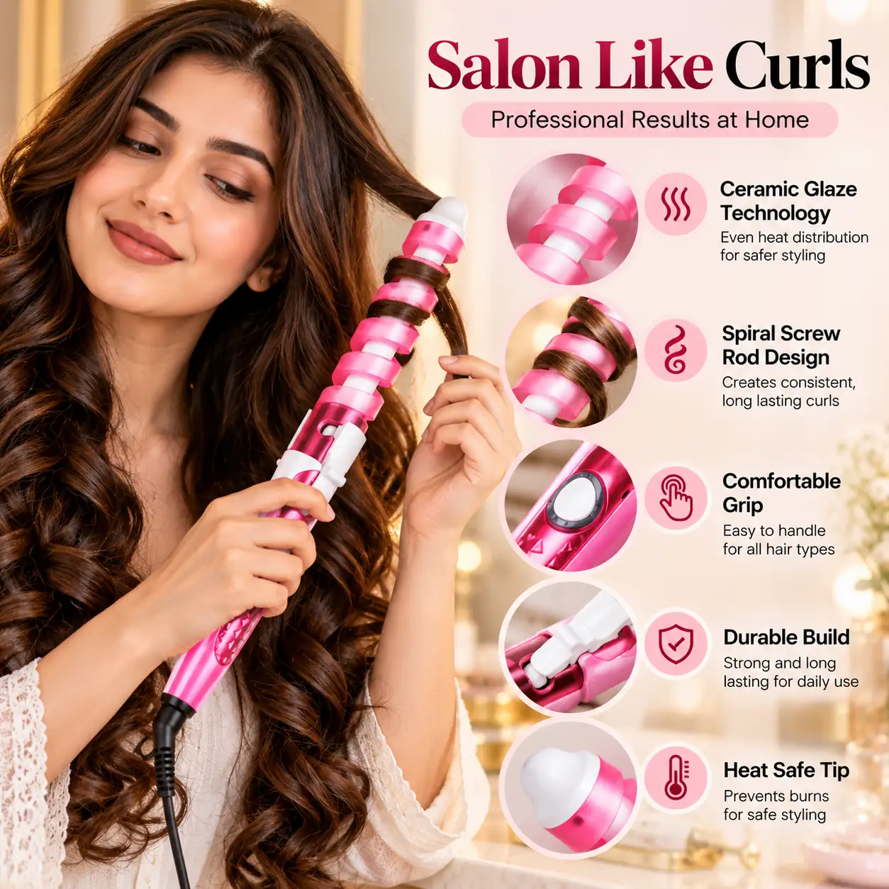 Spiral Curling Iron Ceramic Glaze Pakistan - Image 4