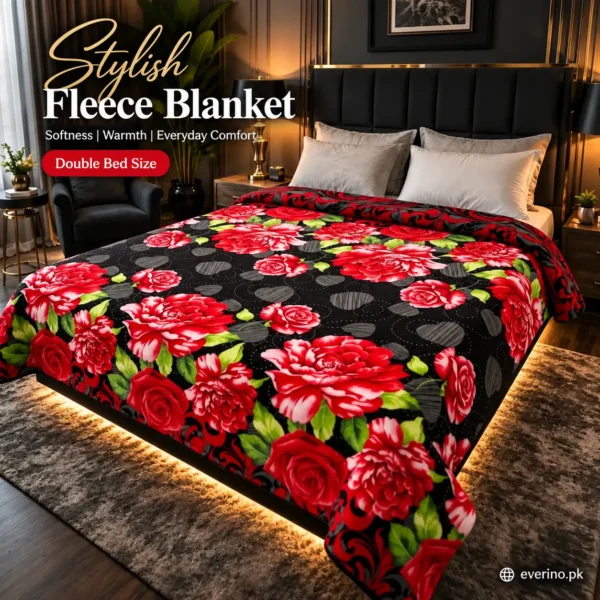 double bed fleece printed winter blanket