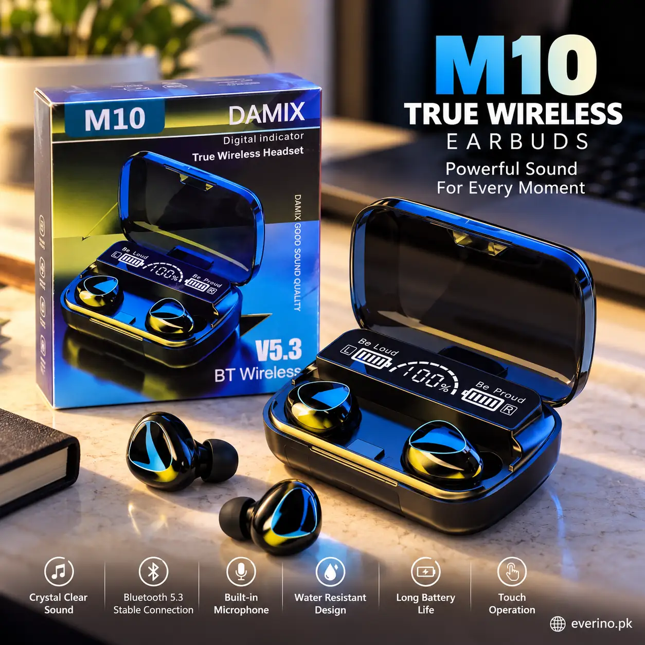 Water Resistant Black Bluetooth 5 3 Earbuds