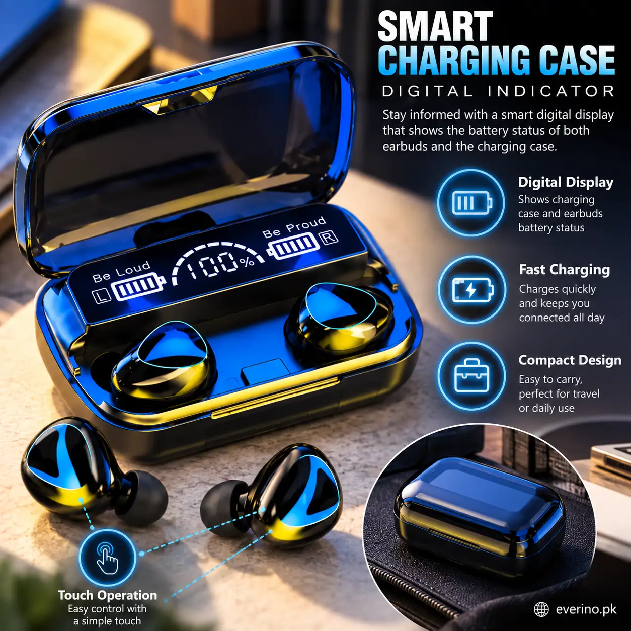 Water Resistant Black Bluetooth 5 3 Earbuds - Image 3
